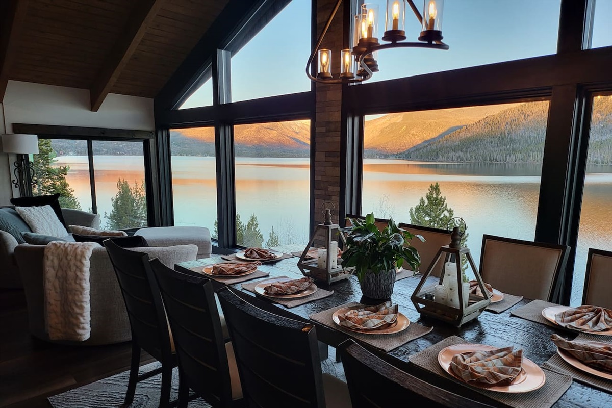 Lakeside dining at sunset never disappoints!