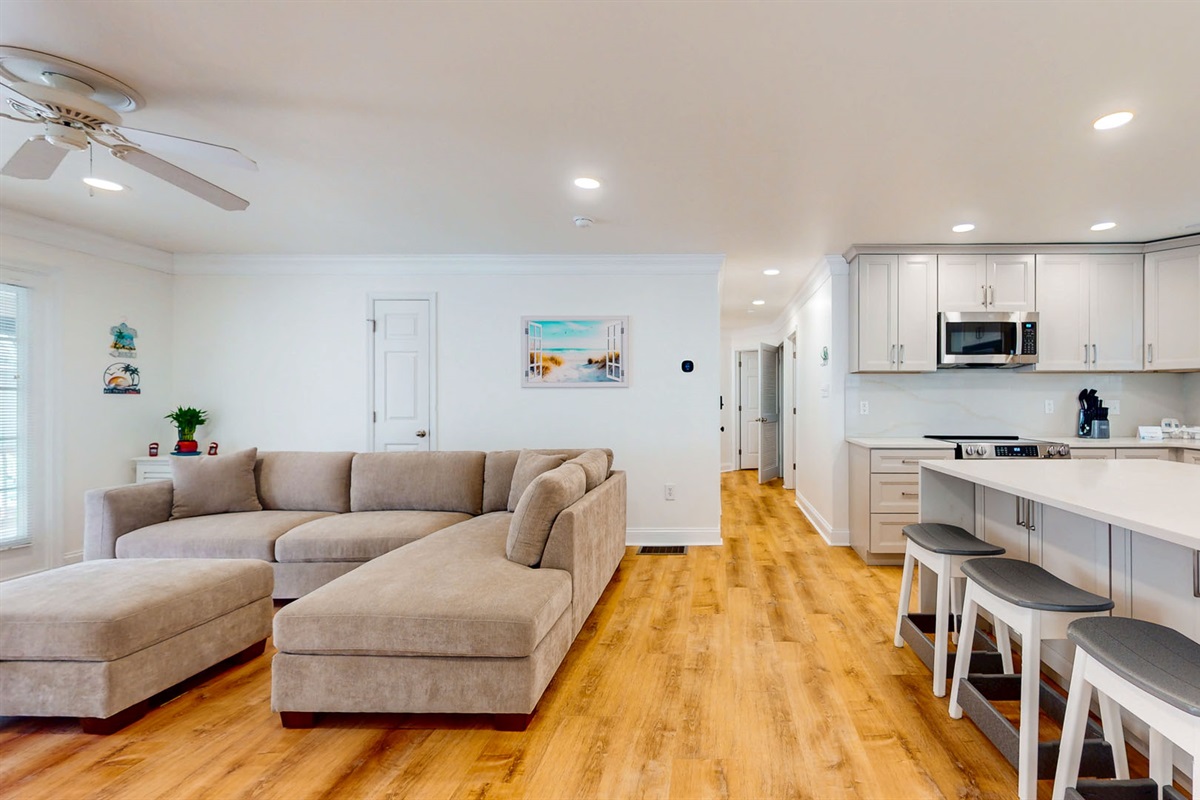 View of the living room area and dining area