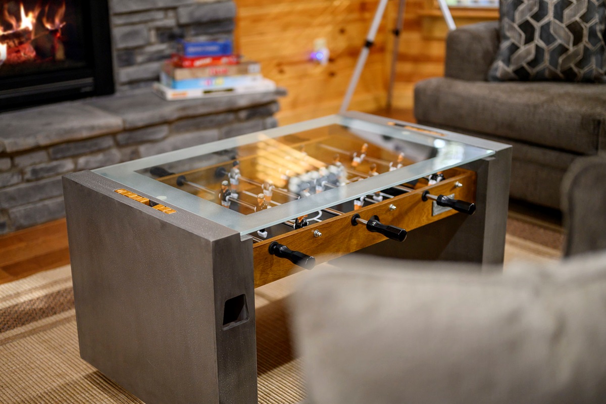 Fooseball coffee table for hours of fun.