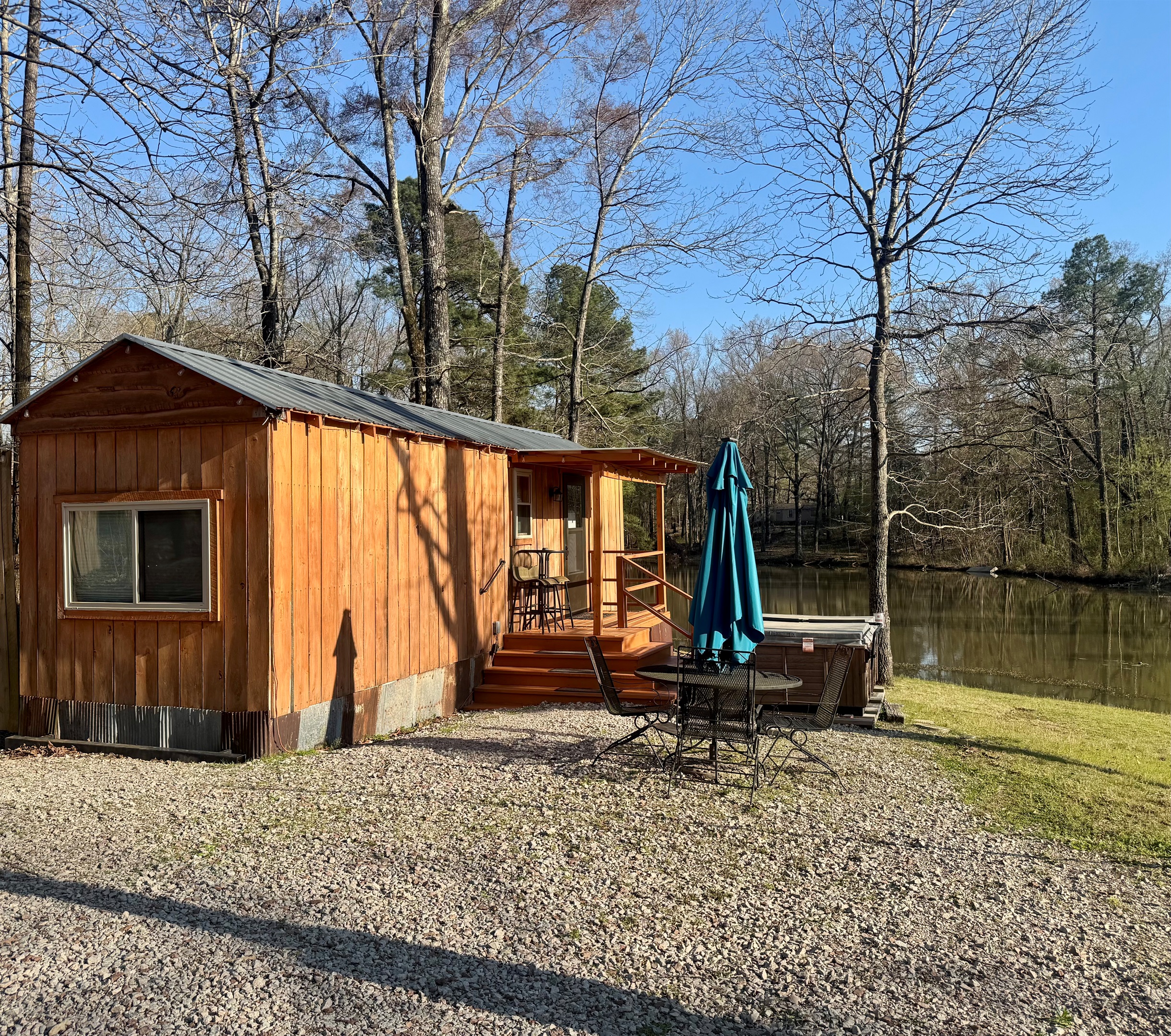 Covered porch with lake view
