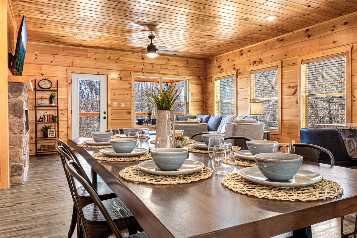 Our spacious dinner table is a delightful place to enjoy sit-down meals or casual meal time.