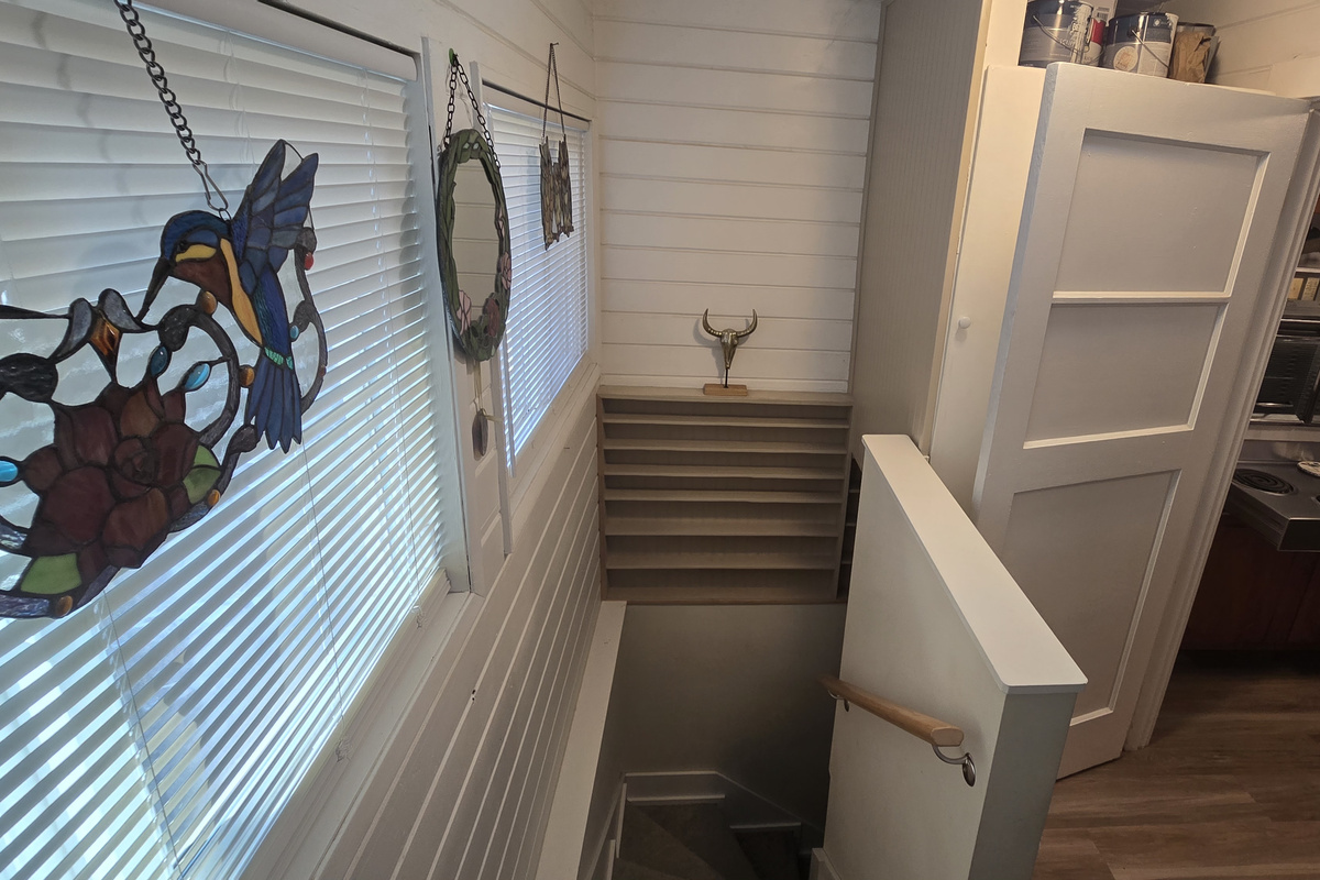 Stairs from Laundry room to down stairs. 
