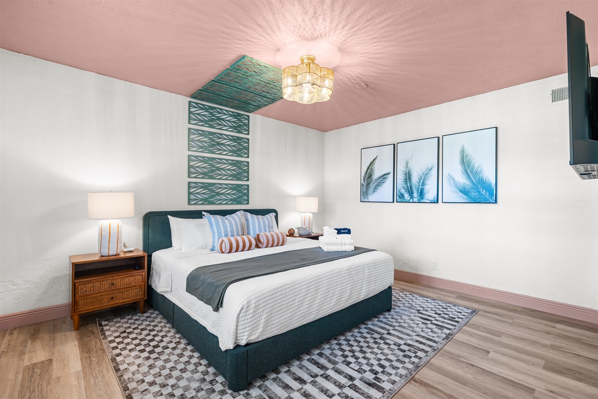 Bedroom 5 - King bedroom on 1st floor - there is a step down into this room