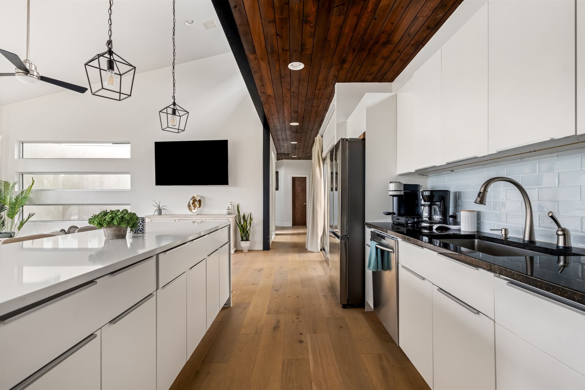 Sleek modern kitchen with generous counter space