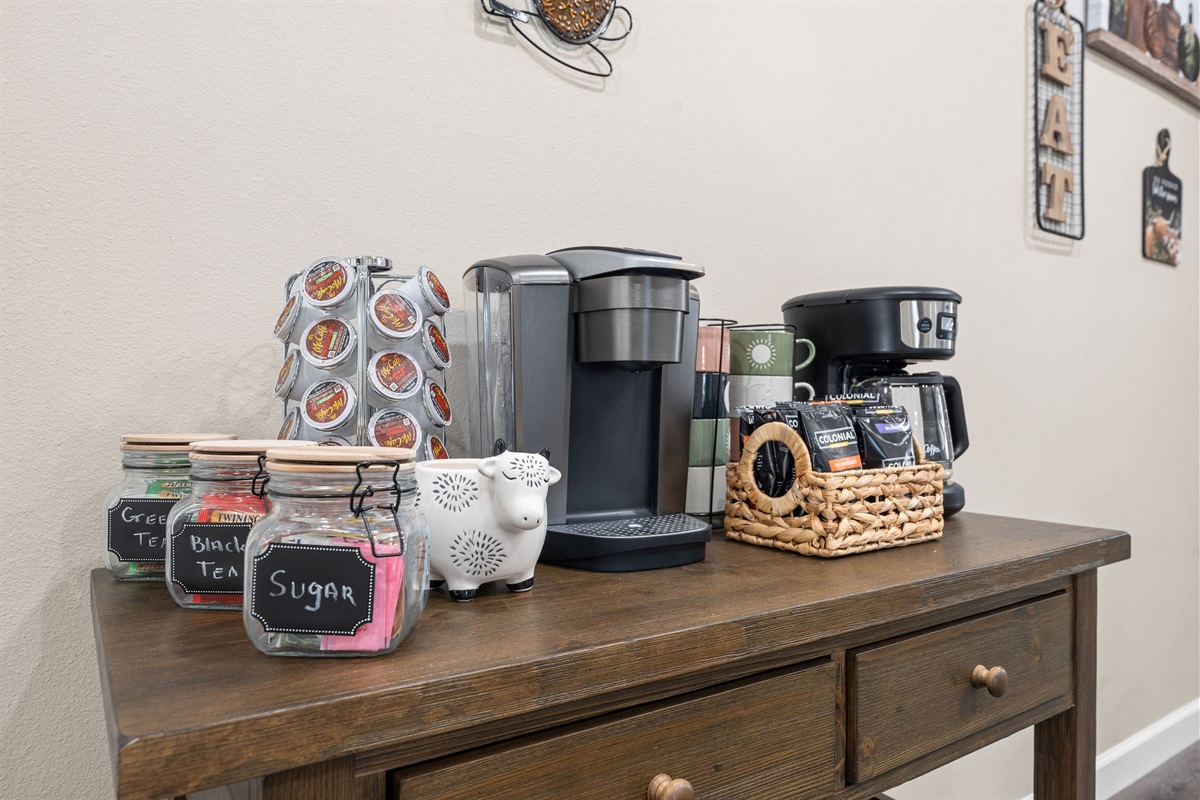 Enjoy a cup of coffee or tea on us