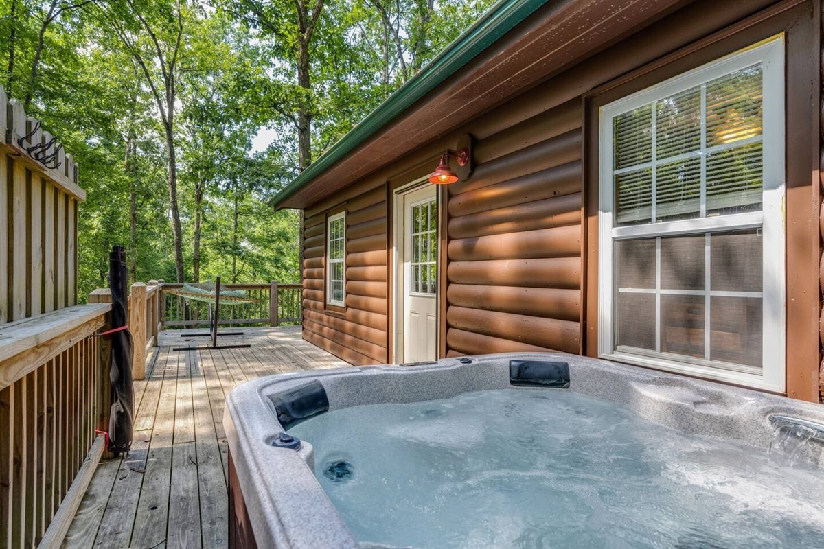 Hot tub on open porch