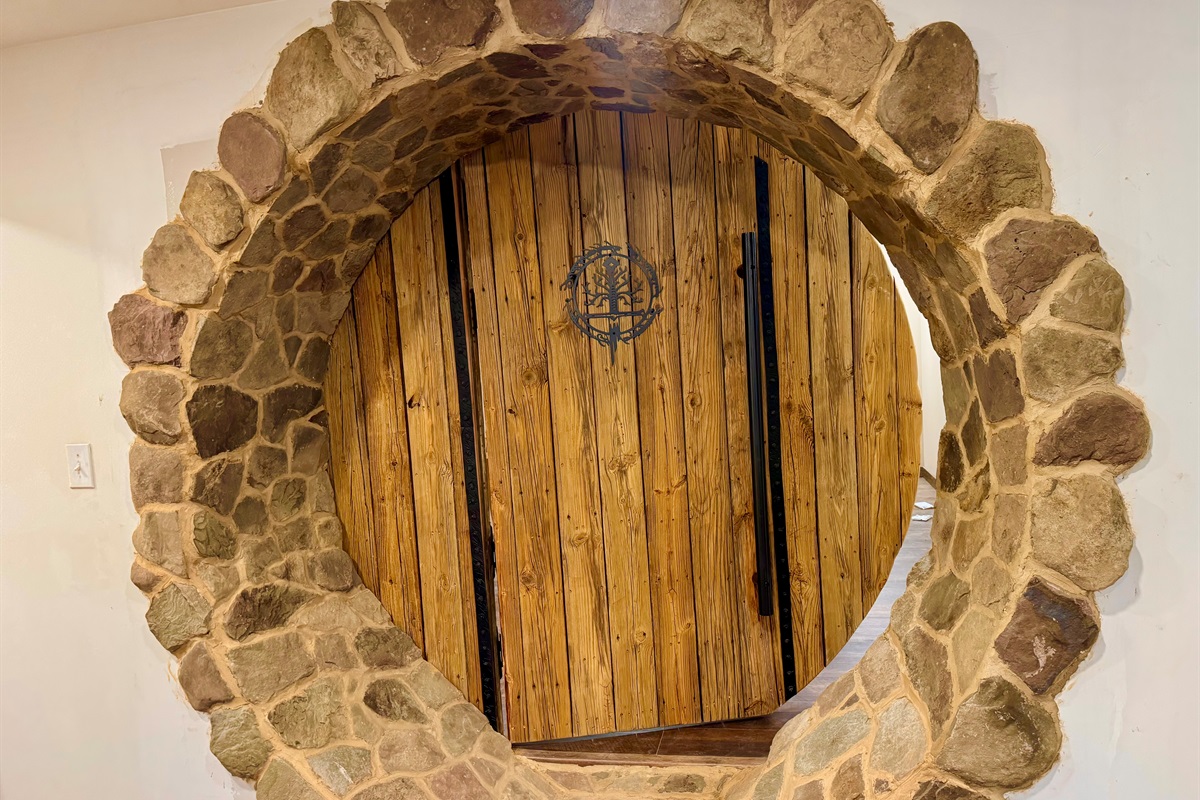 Door to hobbit room. Custom bunk rm that sleeps 10 hobbits!