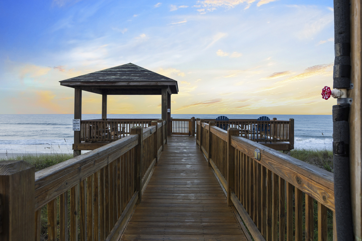 Private beach access and lounge area