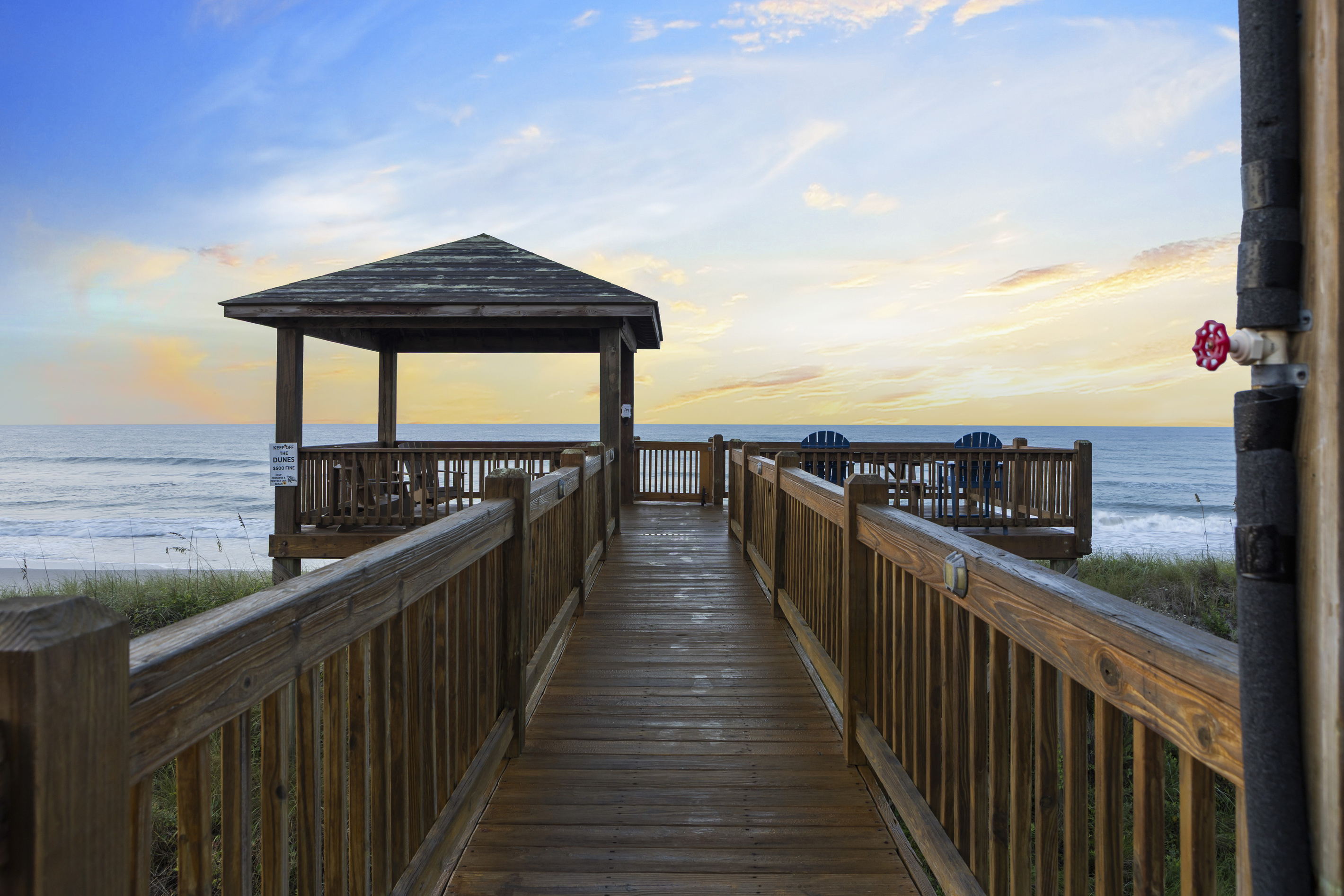 Private beach access and lounge area