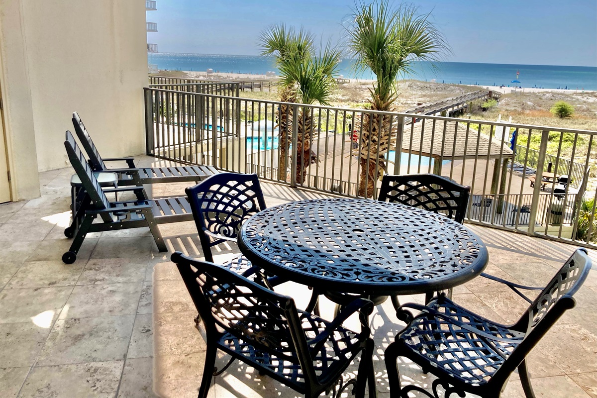 You have beach views as well as pool views from this huge balcony!