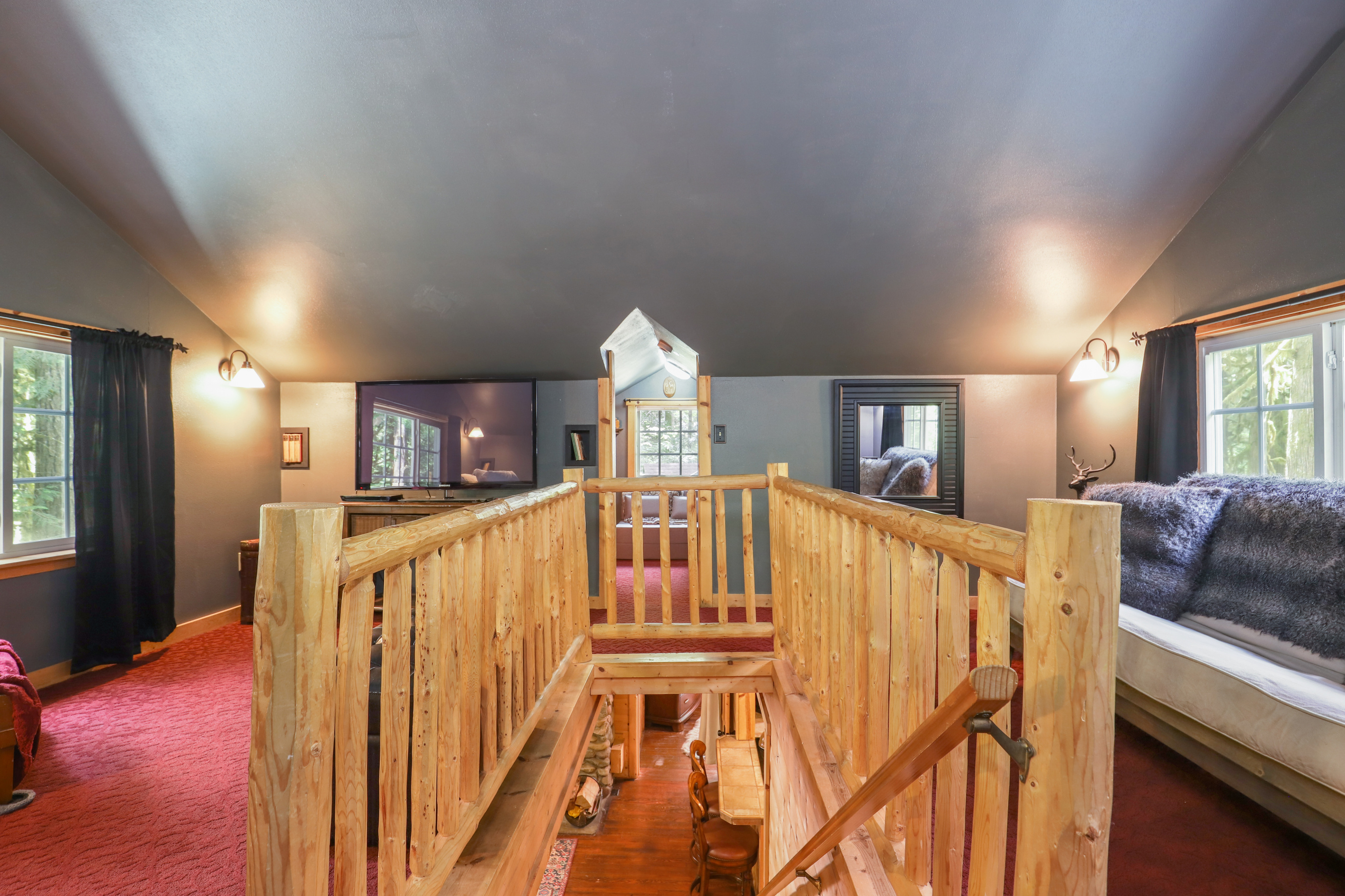 Opening to Upstairs Loft -- Futon Sofa/Bed & Bed with Trundle Underneath