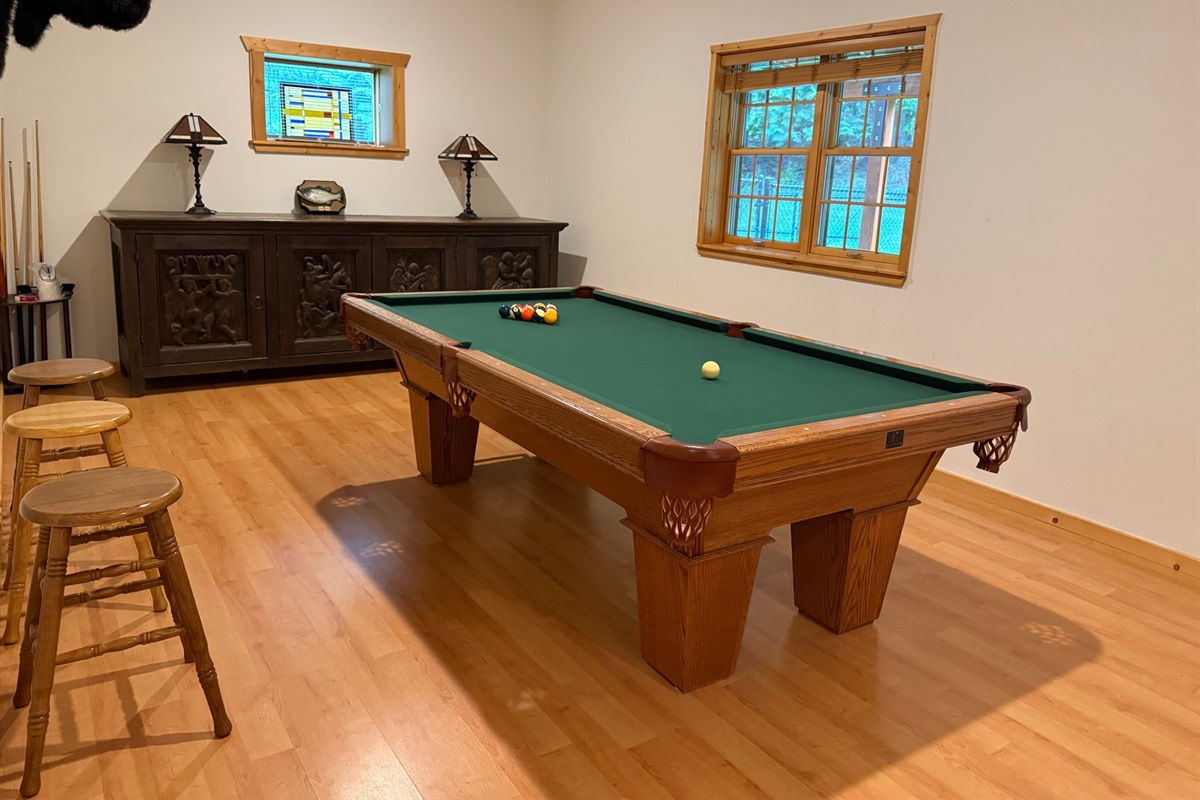 Pool table room located downstairs