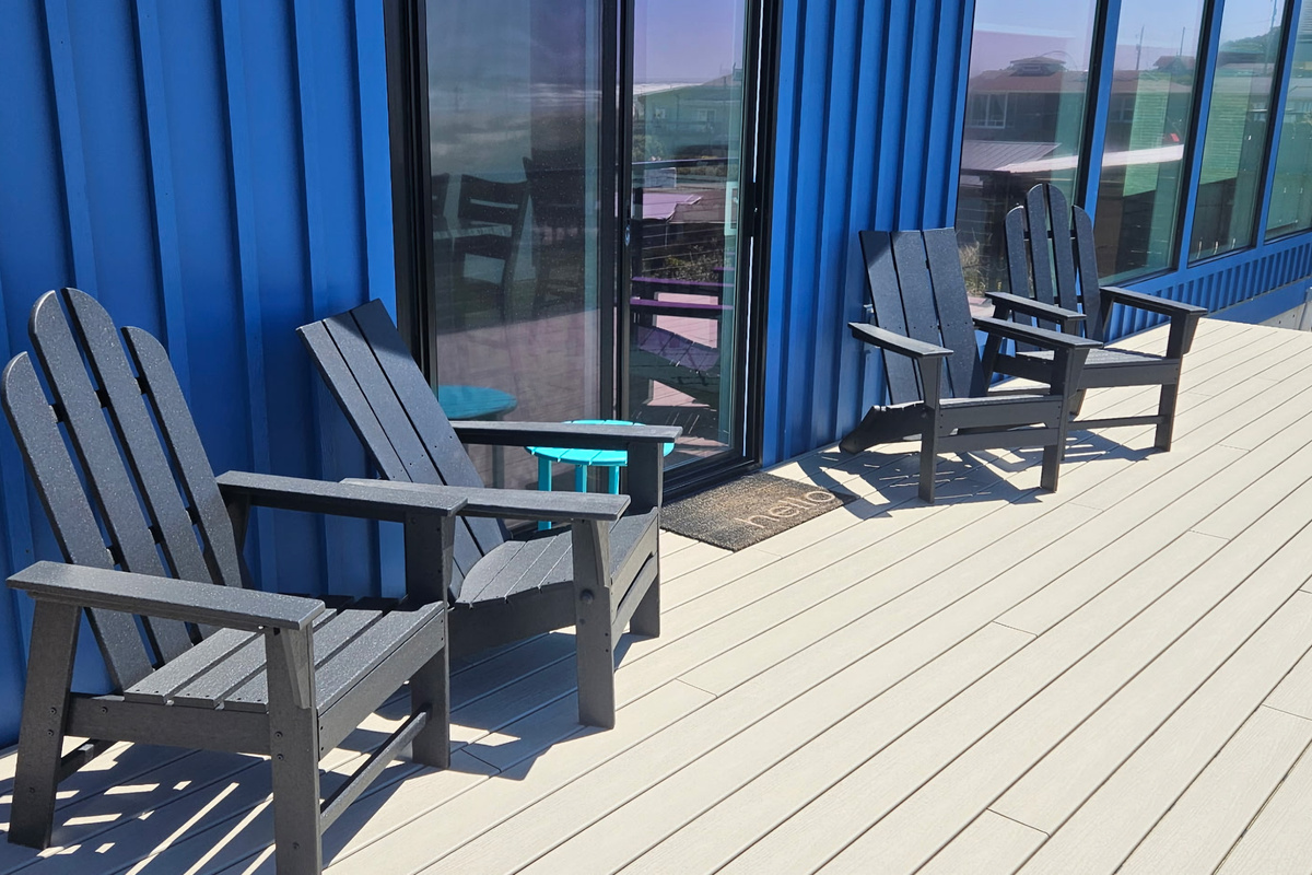 4 outside chairs for deck- 2 true Adirondack & 2 easy out Adirondak