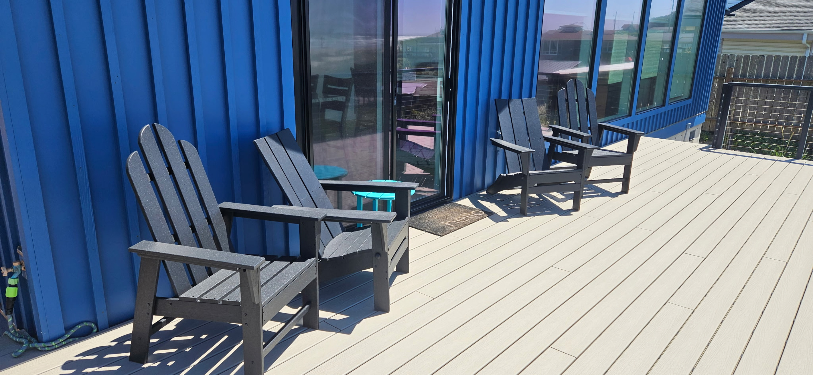 4 outside chairs for deck- 2 true Adirondack & 2 easy out Adirondak