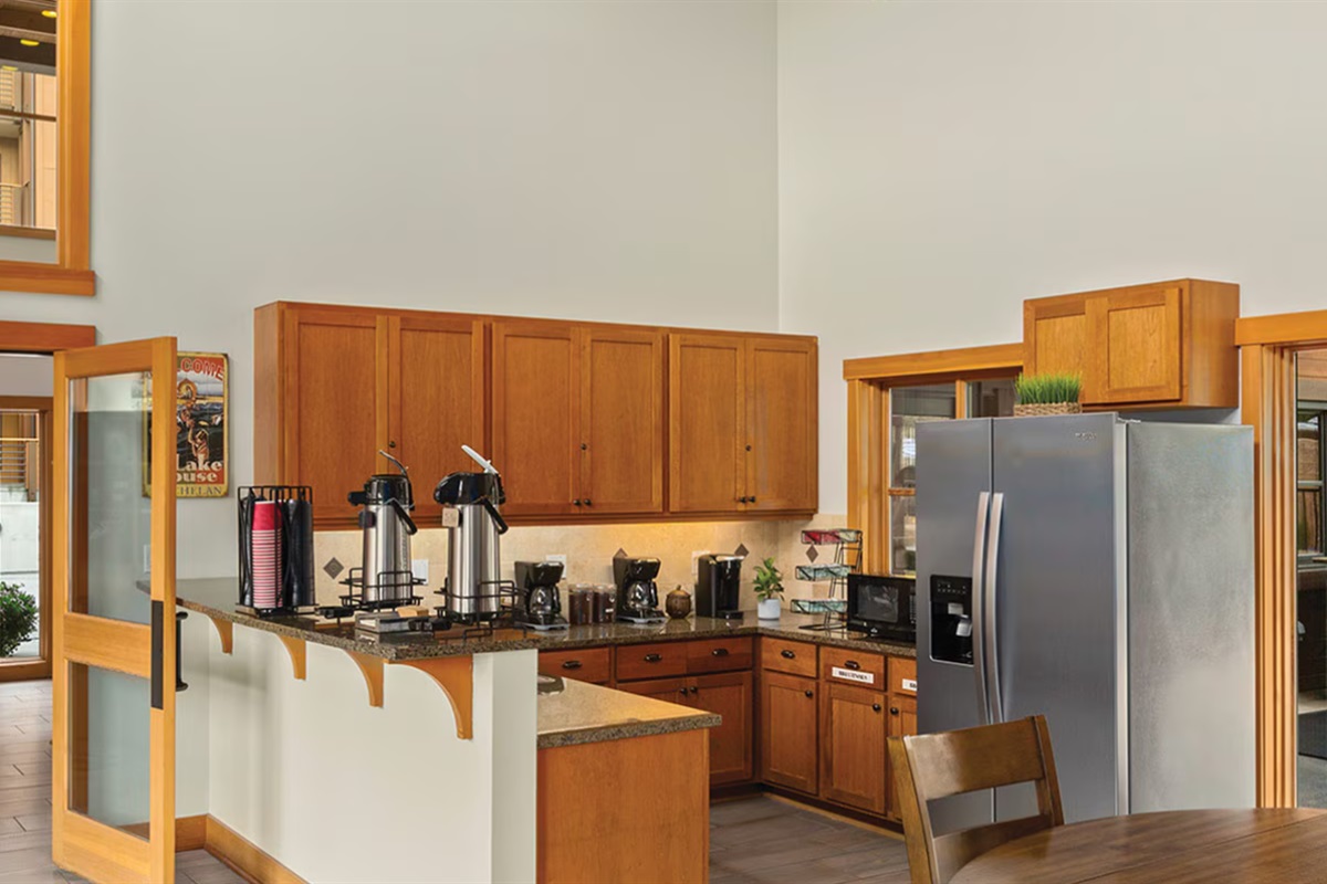 Front lobby kitchen area with coffee
