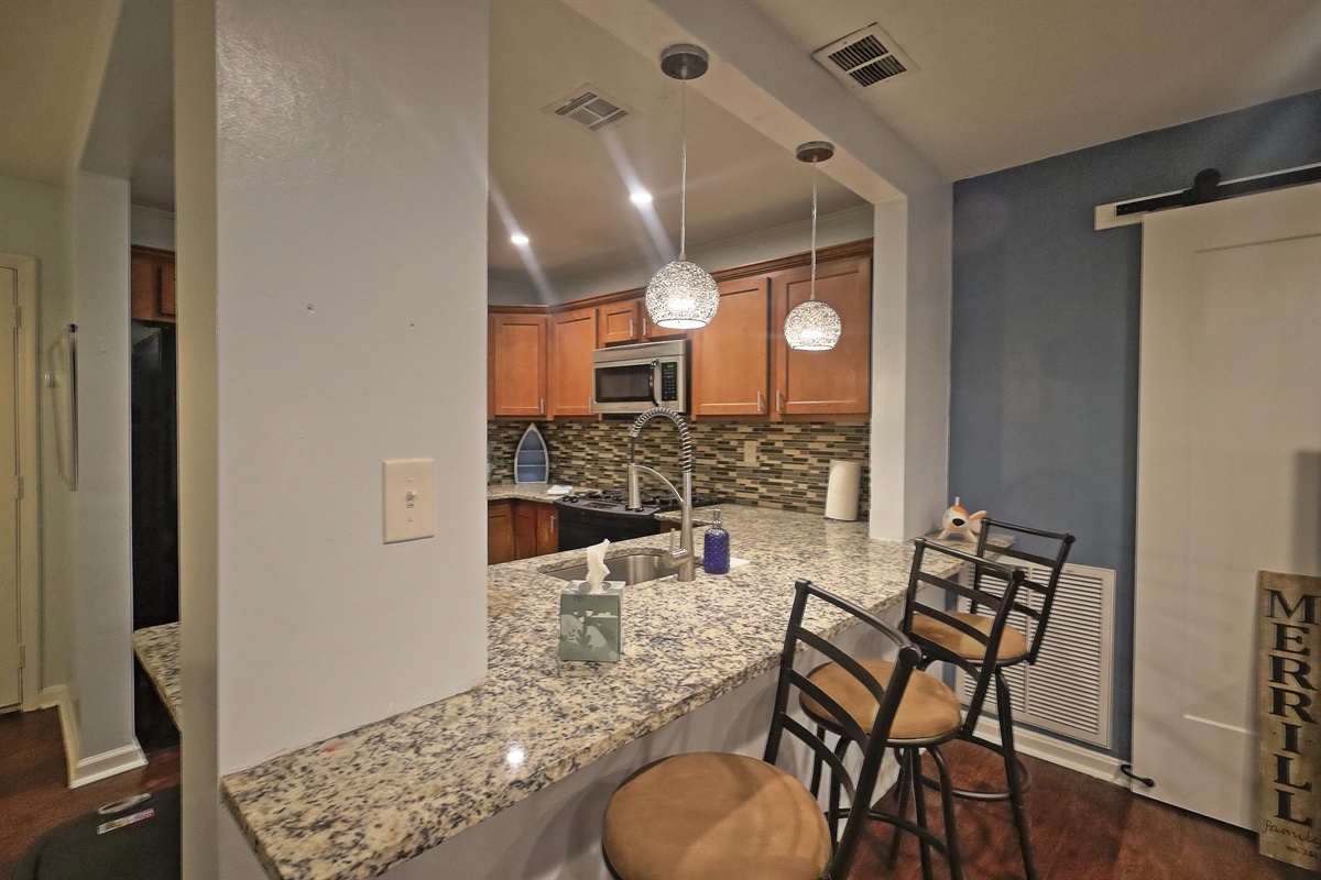 breakfast bar with stools