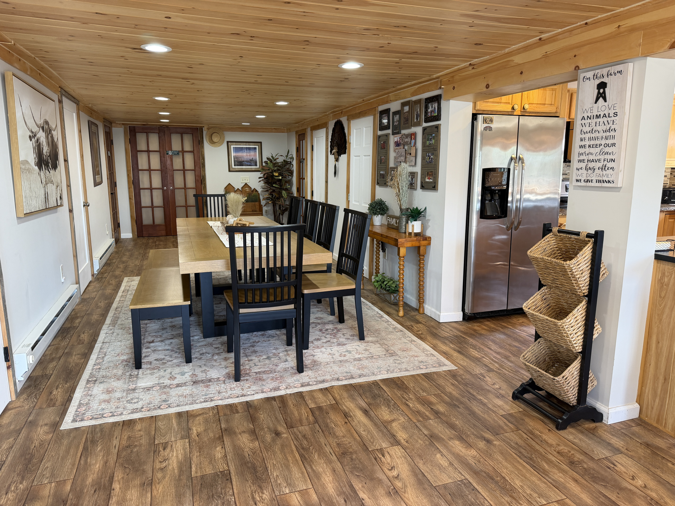 Large Farmhouse table in dining area