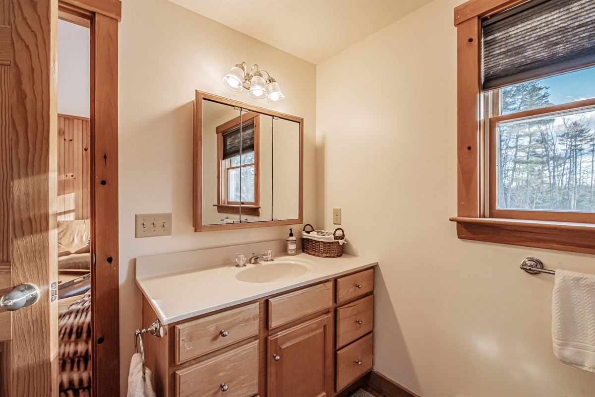 First-floor shower, toilet, and laundry area all in one convenient spot