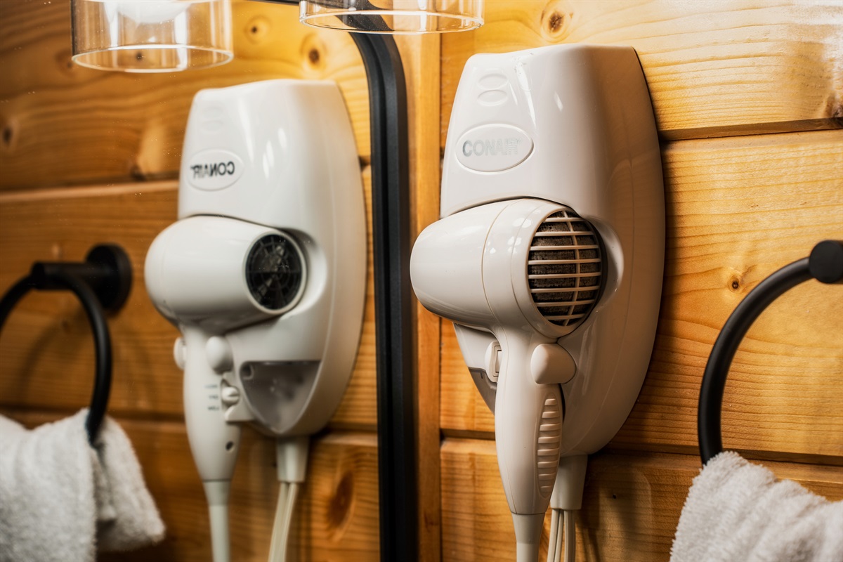 Hairdryers are standard in each bath