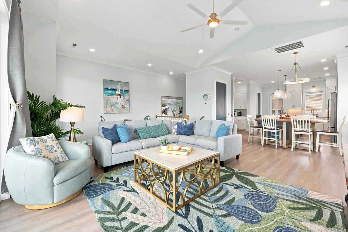 From morning coffee to evening conversations, this inviting space connects the living room, dining area, and kitchen for effortless vacation living