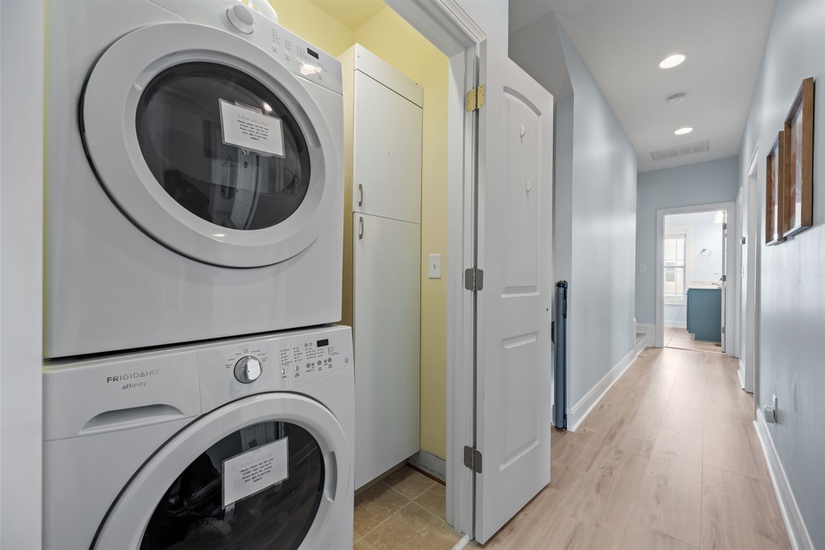 In-unit washer and dryer for your convenience located on the 1st floor just off the master bedroom