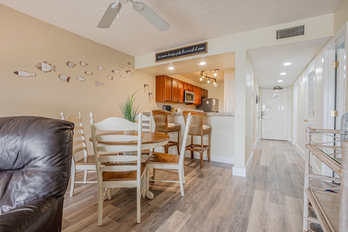 Dining table + bar seating
