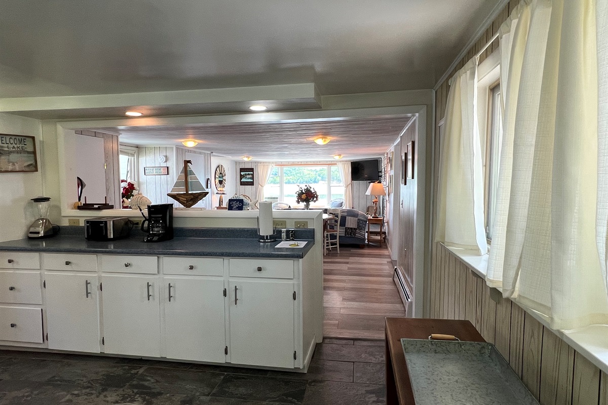 Kitchen and living area beyond