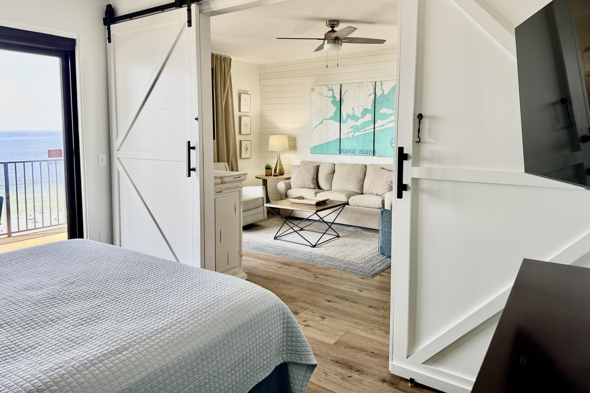 Modern barn doors in our master bedroom.