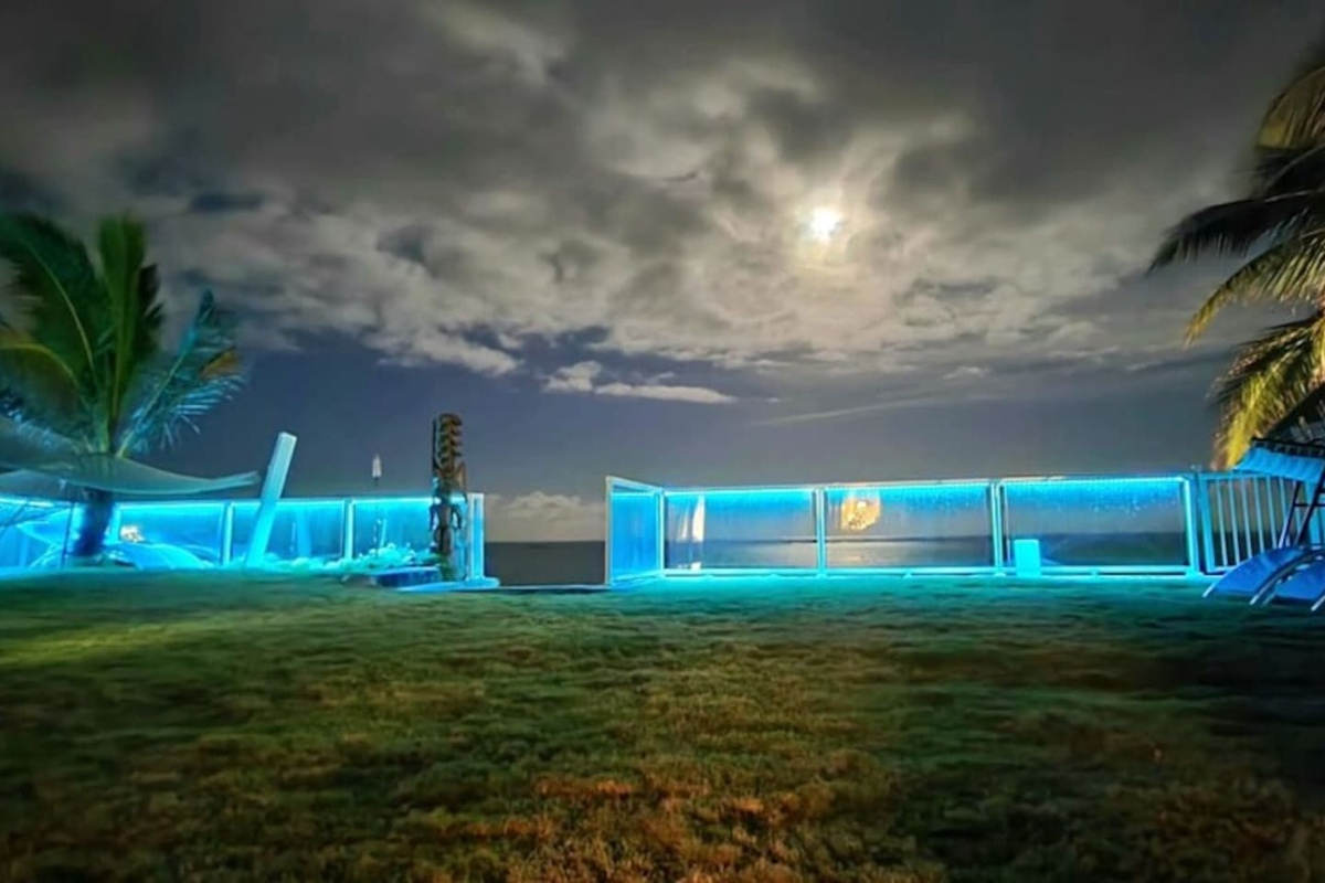 Great Gatsby Lights  at the home's beachfront garden