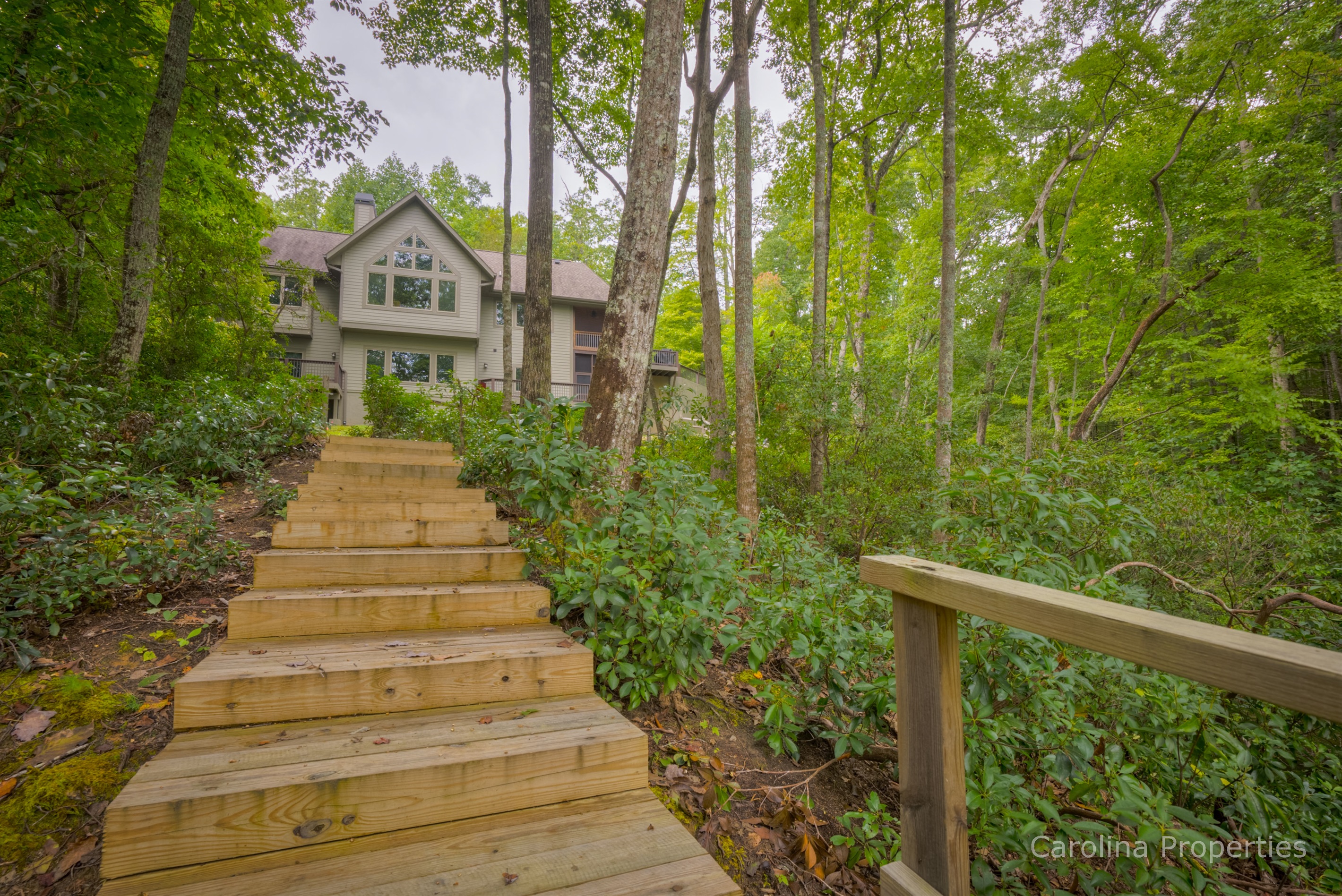 Stairs going down to the lake