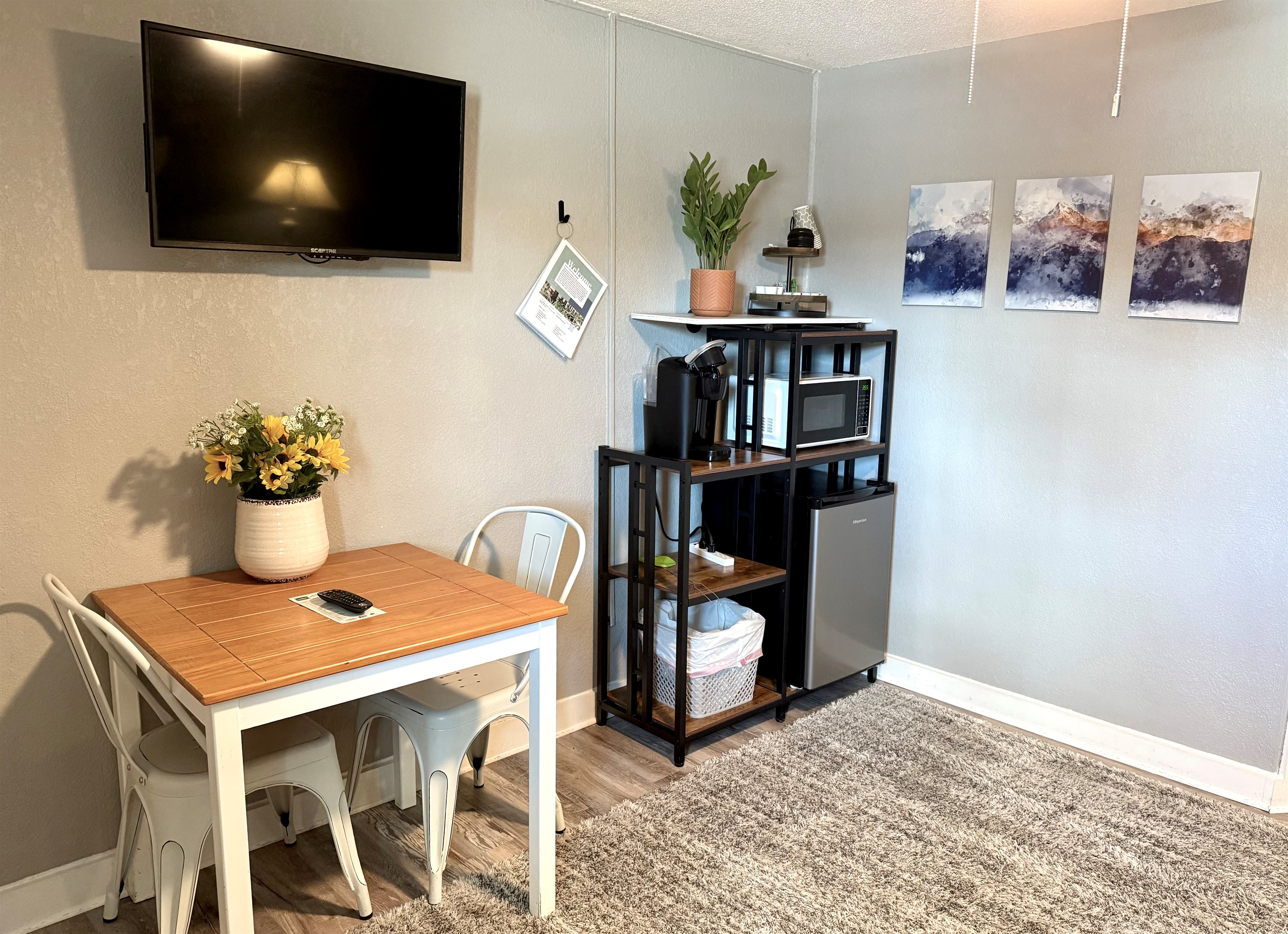 Small table and chairs.