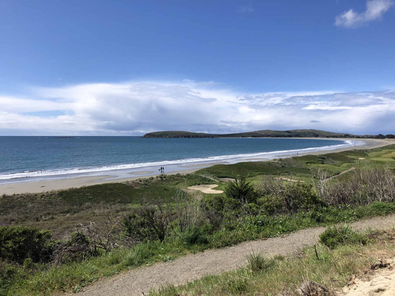 A coastal trail with beach and ocean views