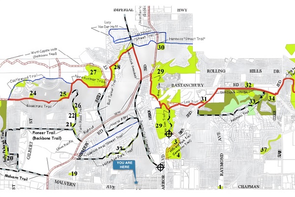23 miles of hiking trails within walking distance
