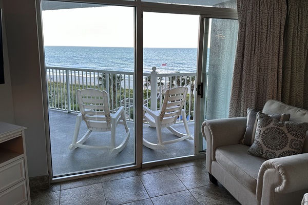 Enjoy rocking on our large ocean front balcony.