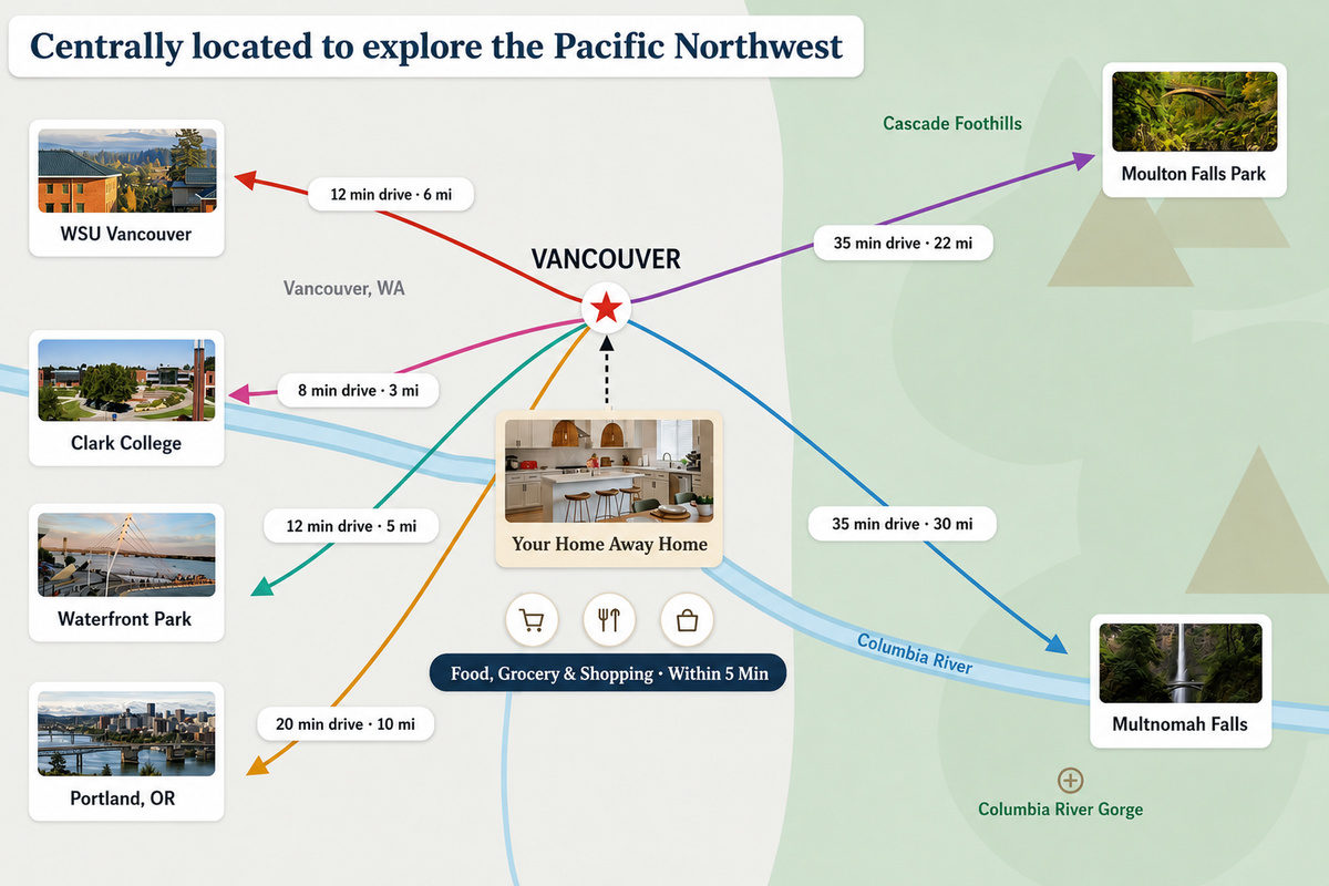 Central point to explore all popular destinations in PNW