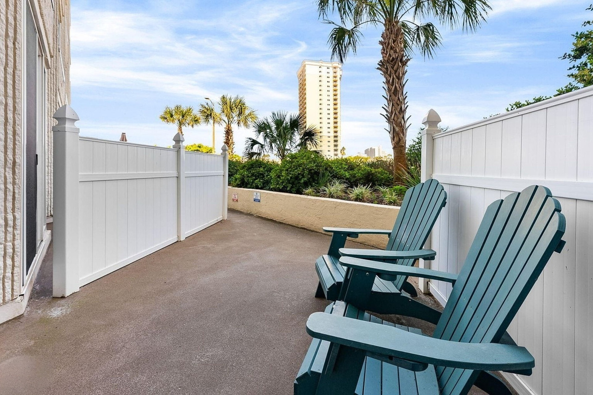 First floor private patio with seating