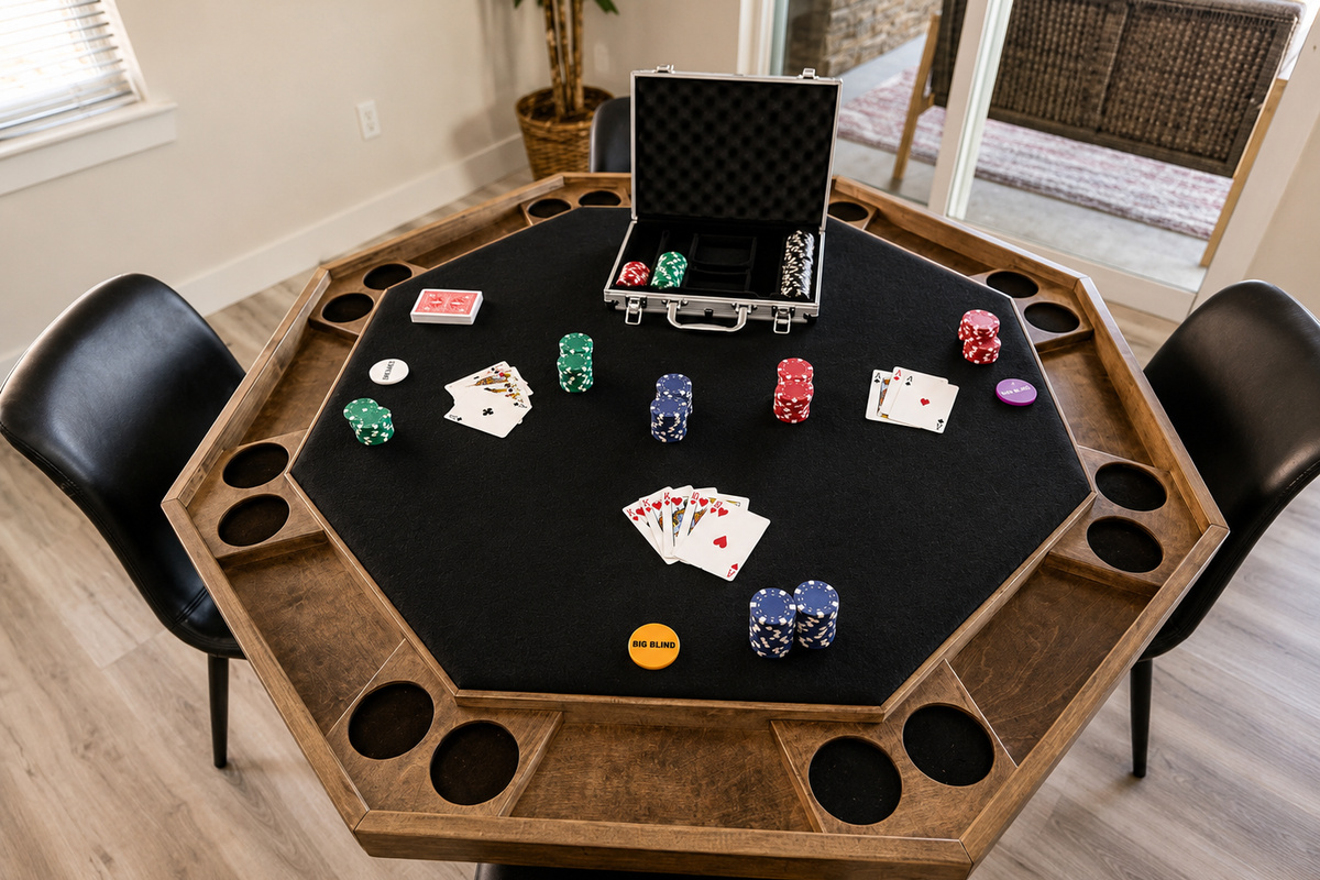 Poker table & game night setup