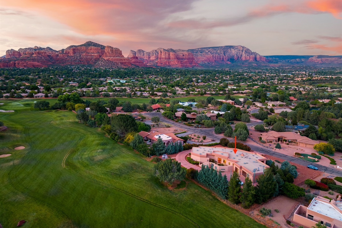 Location is everything. Nestled directly on the golf course with unobstructed, panoramic views of the iconic Sedona red rocks, our estate offers a truly unmatched desert escape.