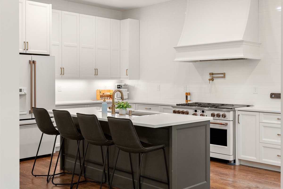 Oversized island — the heart of the home for cooking, coffee, and conversation.