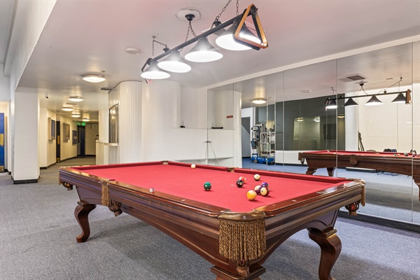 Pool table available in the same building as the fitness center