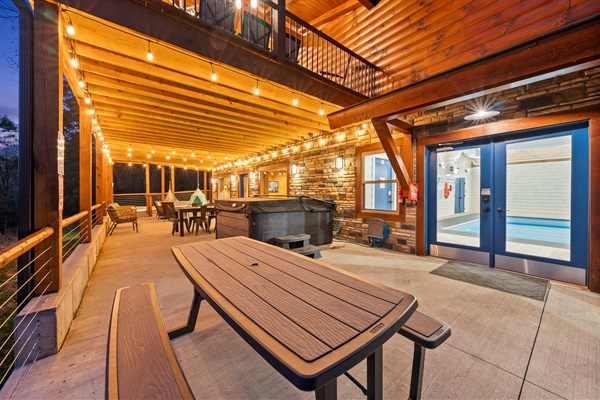 Enjoy the nighttime serenity from the back patio