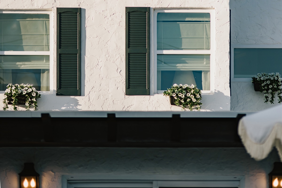 Flowers and plantings are found in every area of the home.