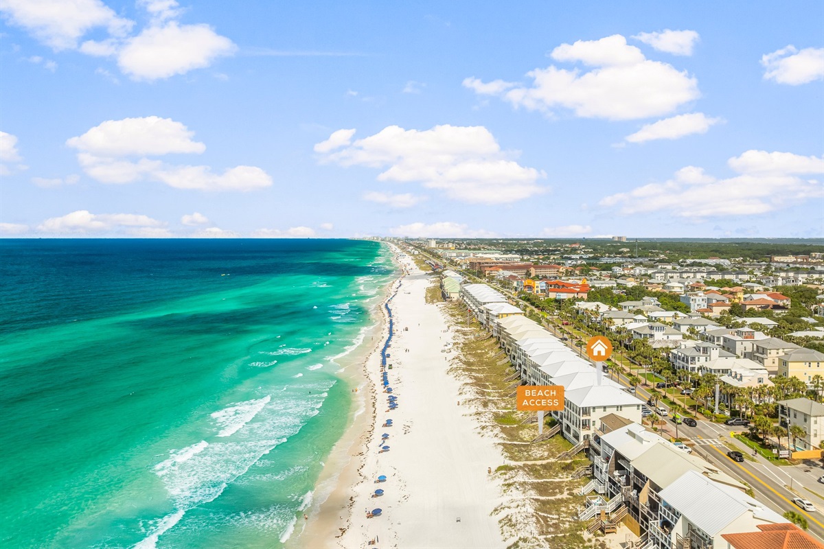 Bella Vista on the Beach is located in the upscale, private neighborhood of Frangista Beach with easy access to all the dining and attractions of Miramar Beach and Destin.