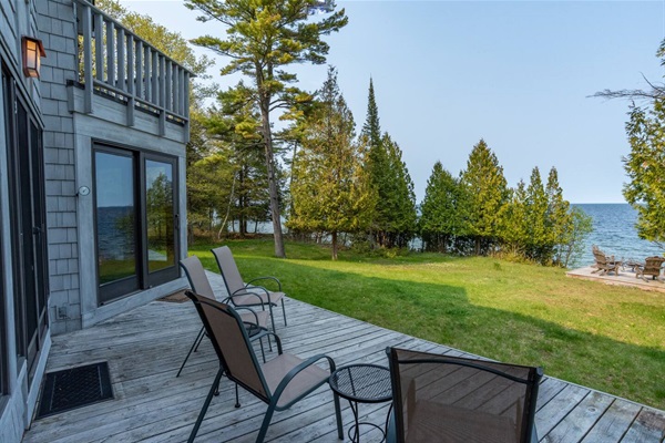 Catch a little sun just outside the living room and kitchen.