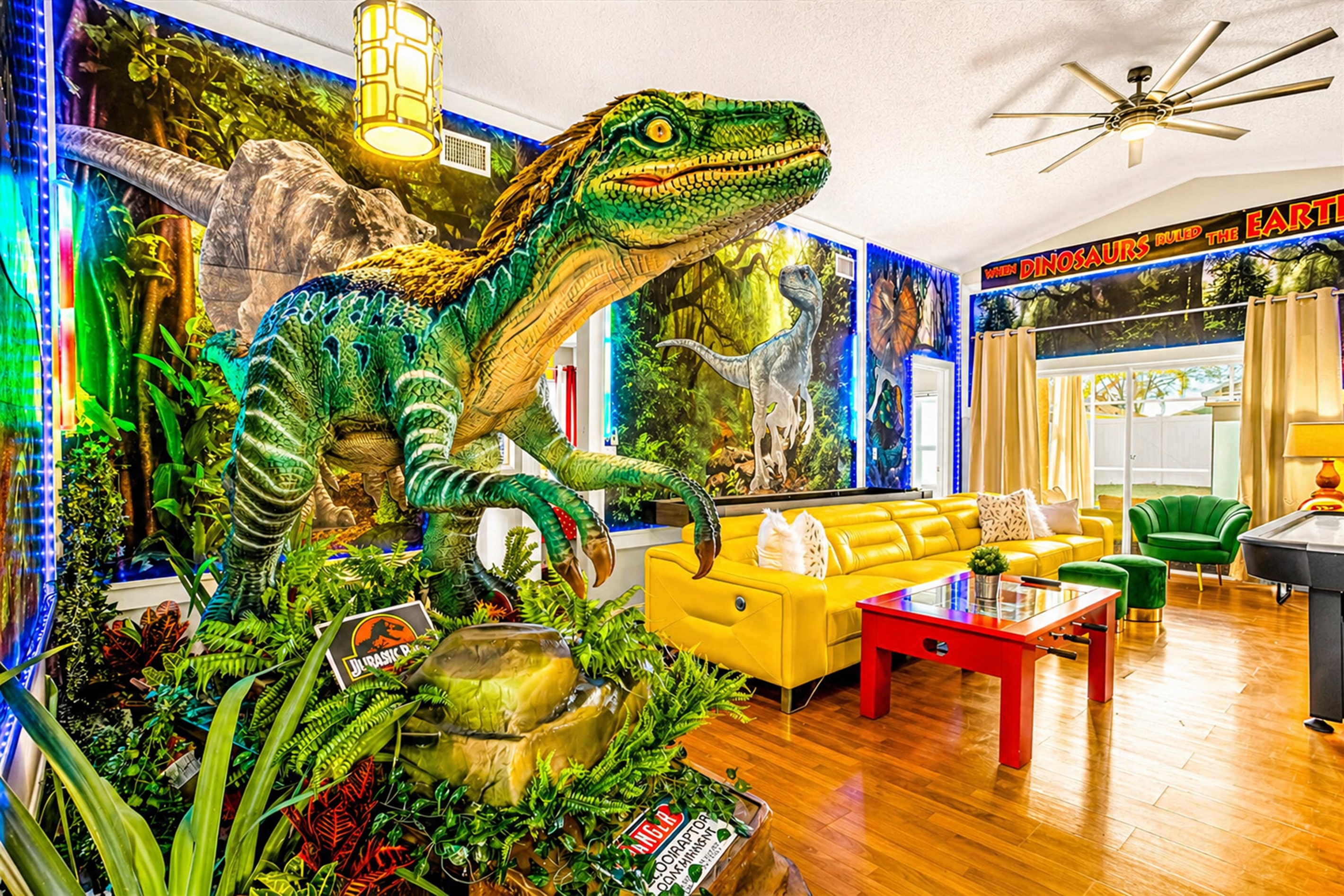 Welcome to 1st Animatronic Dinosaur Villa by Florida Theme Park Villas, come meet Blue the Dinosaur!