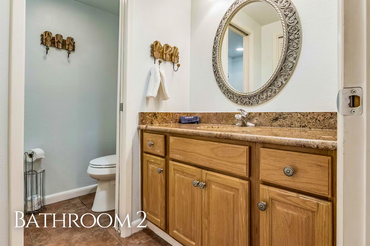 A second bathroom offers convenience and space for everyone in your group.
