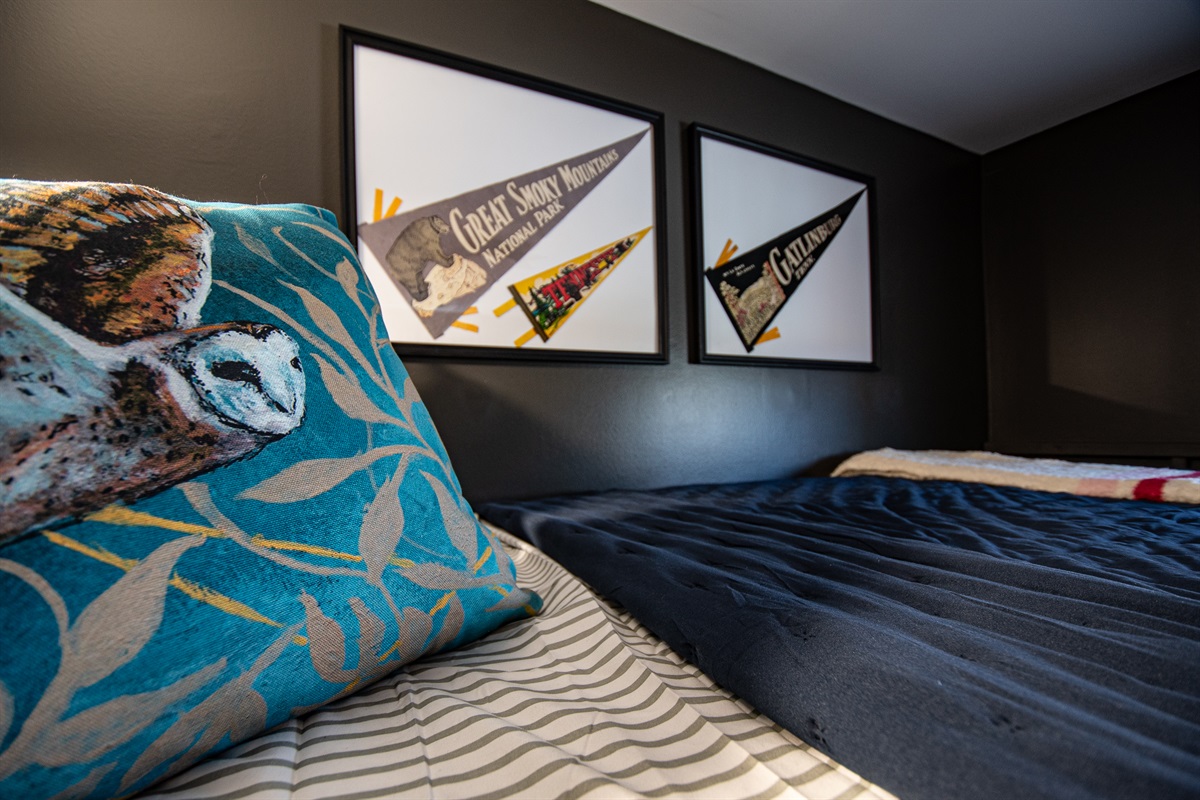 Get ready for adventure in the kids bunk game room! Twin over twin kids bunks, reading lights and a 60 in flatscreen make it PRIME for those movie nights.