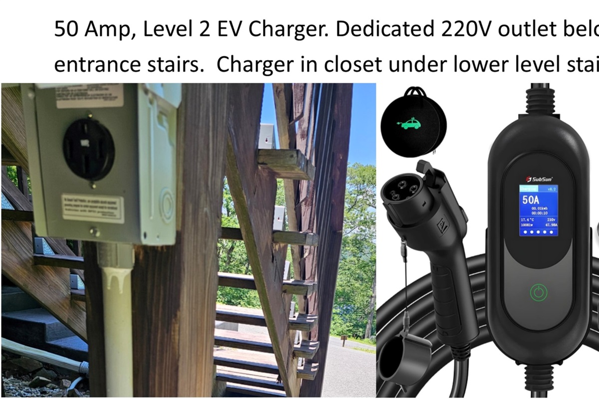 50-amp EV charger - convenient and guest ready - tucked just under entrance stairs
