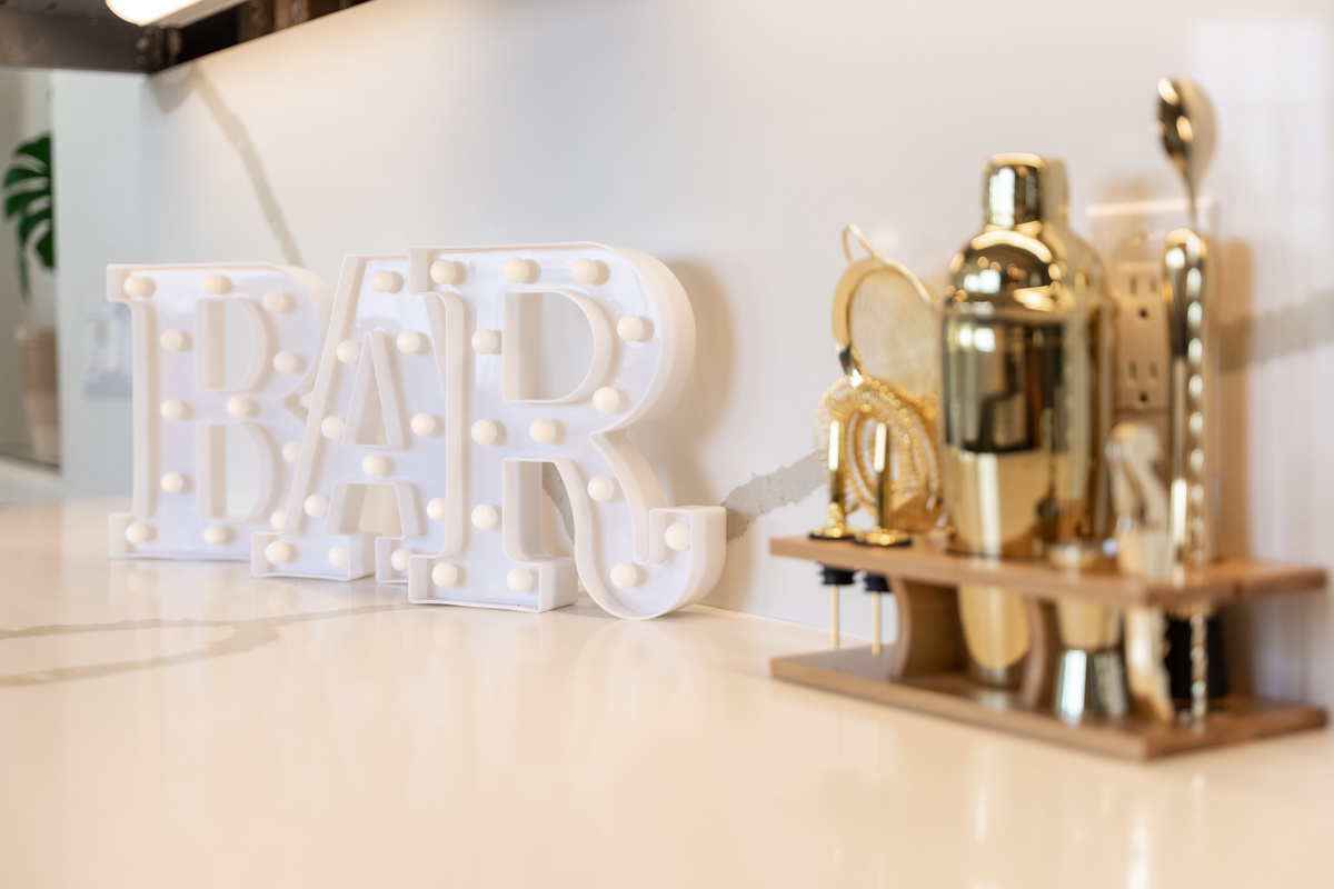 Shake up something special at this stylish in-home bar setup