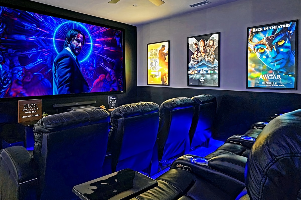 Movie Room: Immerse yourself in cinematic magic with a massive screen and luxury reclining seats!